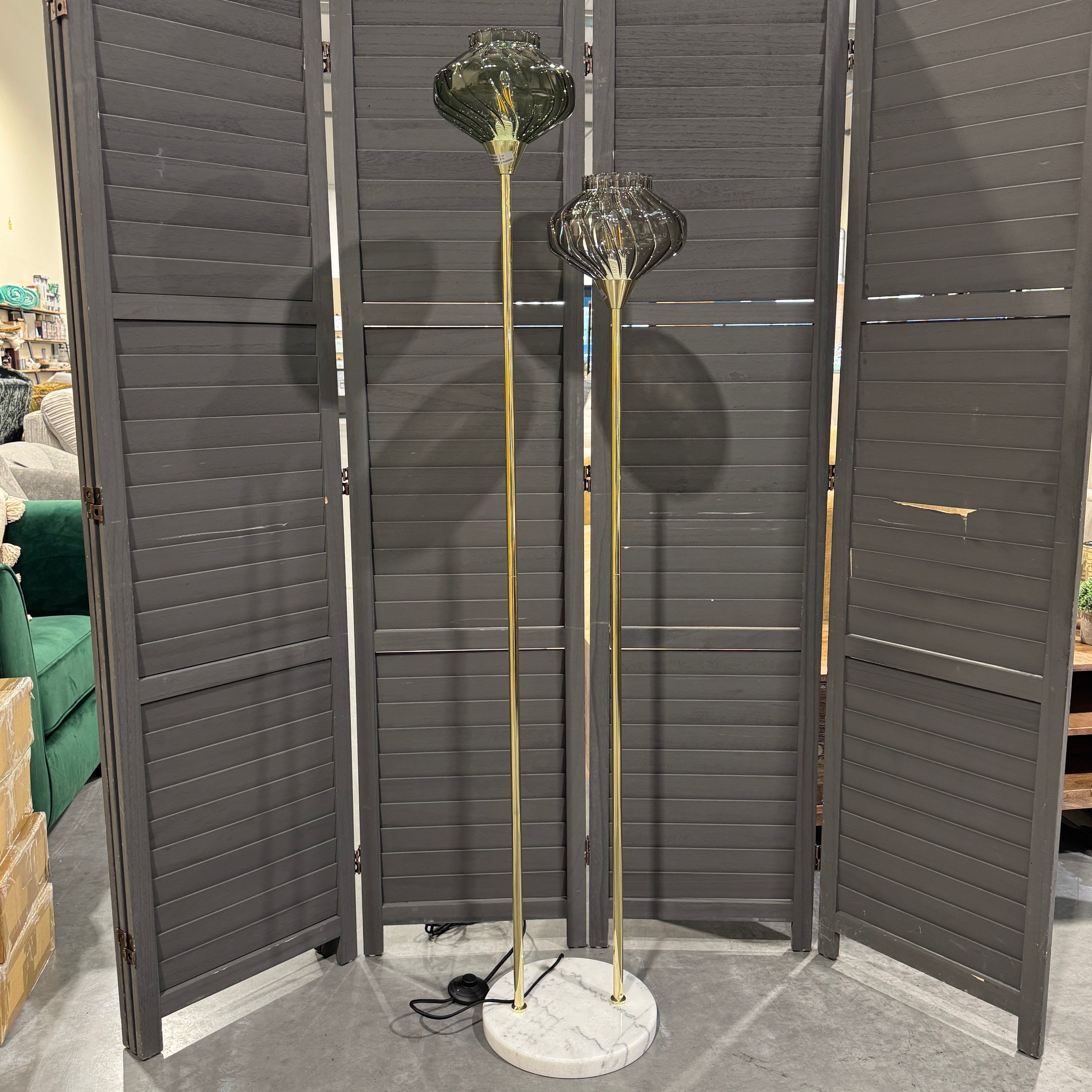 Made.com Kaleido Floor Lamp, Green & Brass