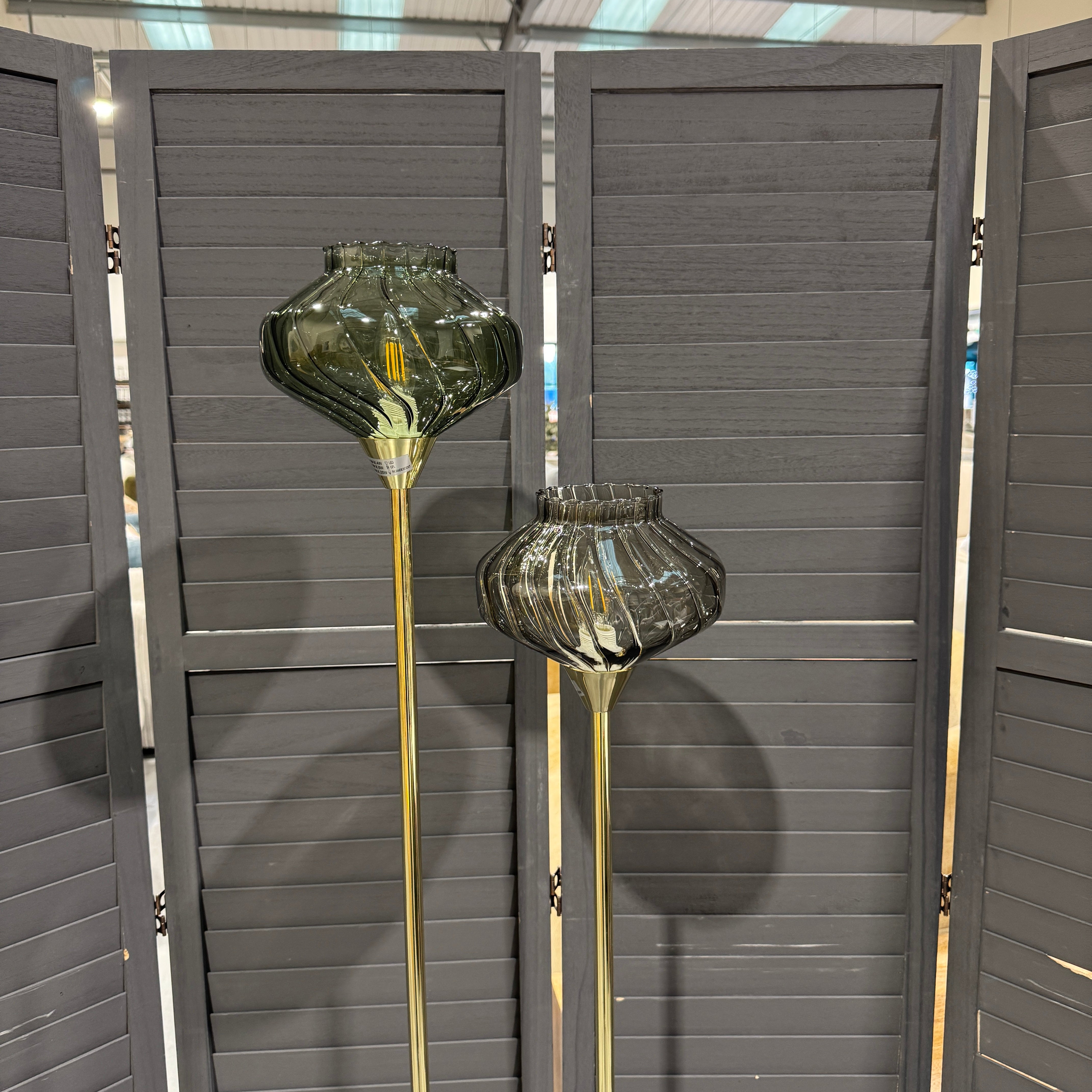 Made.com Kaleido Floor Lamp, Green & Brass