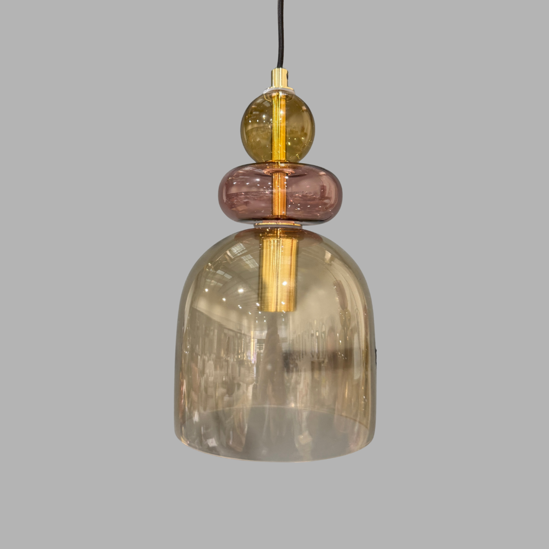 Made.com Whitney 3 Cluster Ceiling Light, Burgundy & Amber