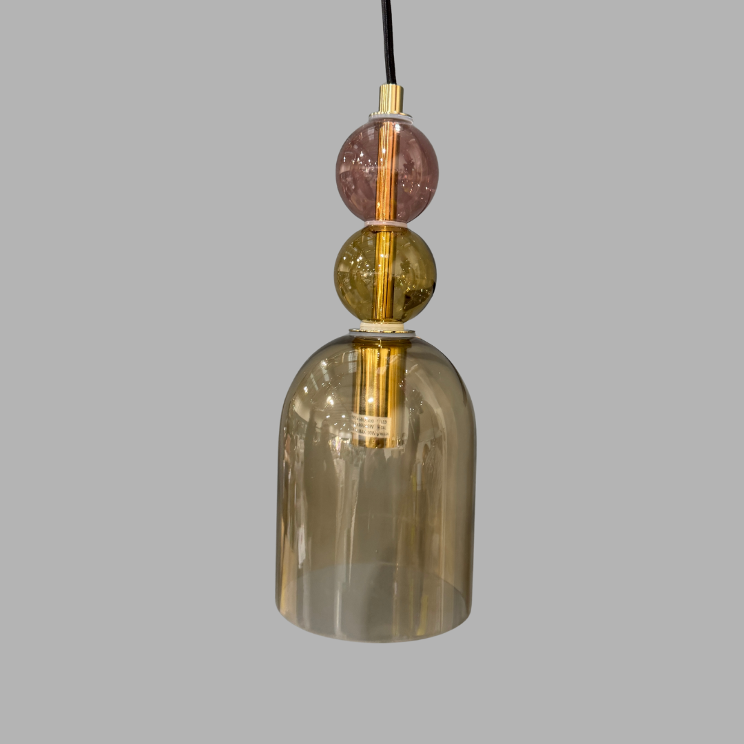 Made.com Whitney 3 Cluster Ceiling Light, Burgundy & Amber