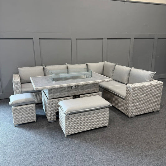 Franklyn L Shape Corner Sofa With Adjustable Firepit Table