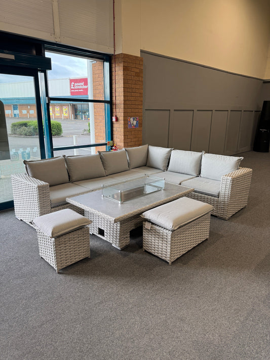 Franklyn L Shape Corner Sofa With Adjustable Firepit Table